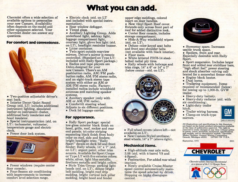 1976 Chev Camaro Brochure Page 4